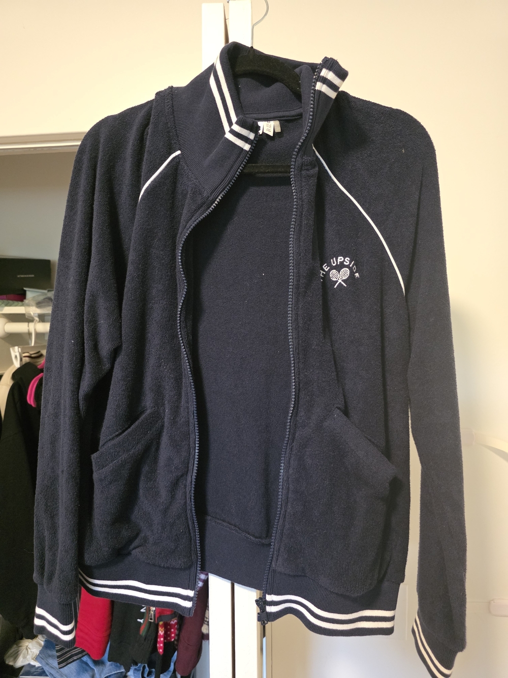Navy Tennis Zip-Up Jacket with White Trim